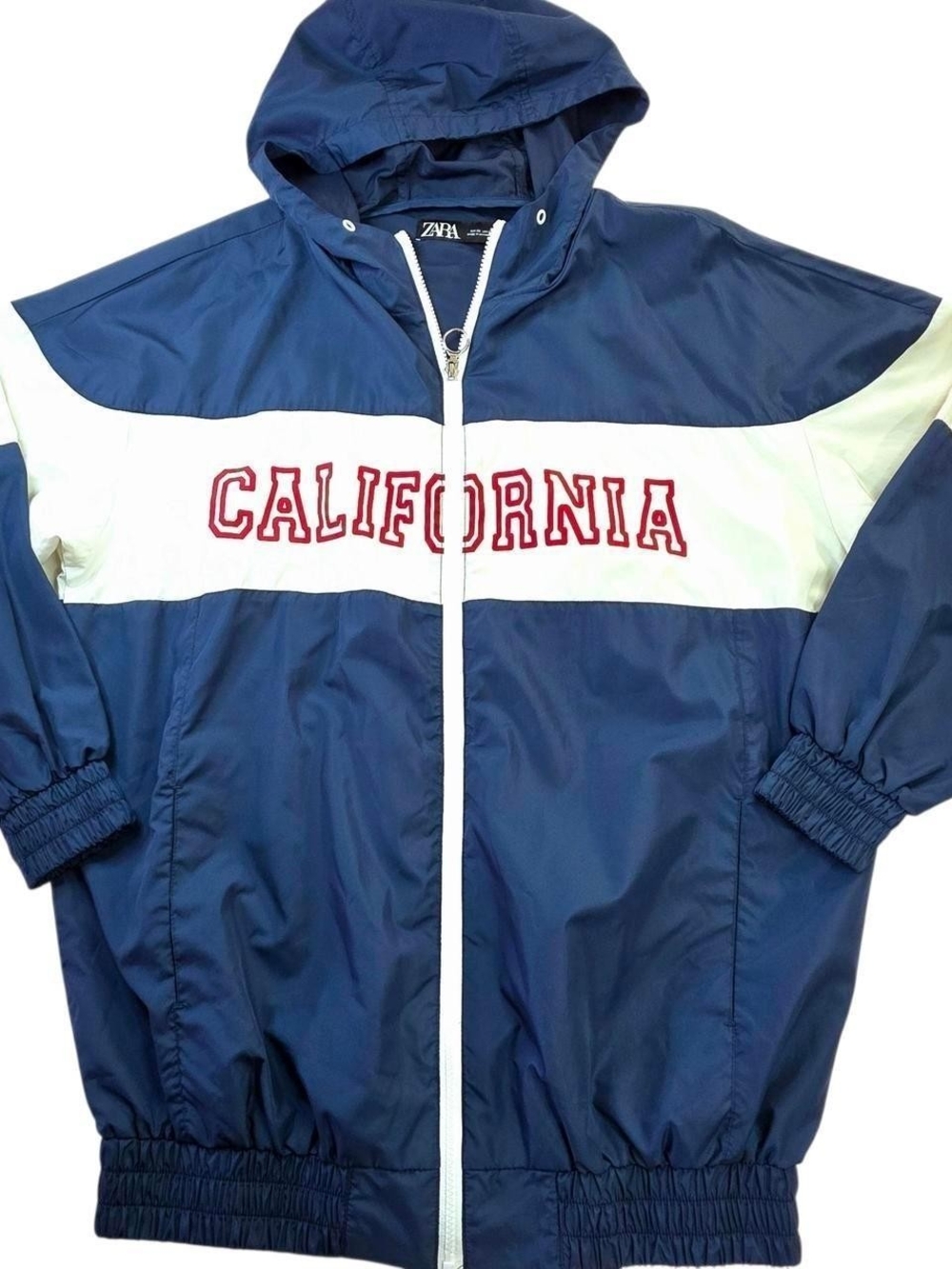 Zara Men's Navy Hooded California Windbreaker-Size M